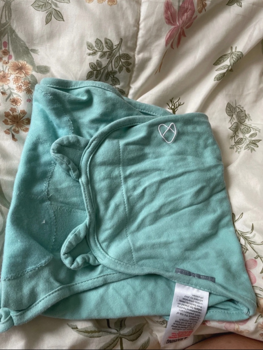 aden + anais Mint Quilted Swaddle with Heart Stitch